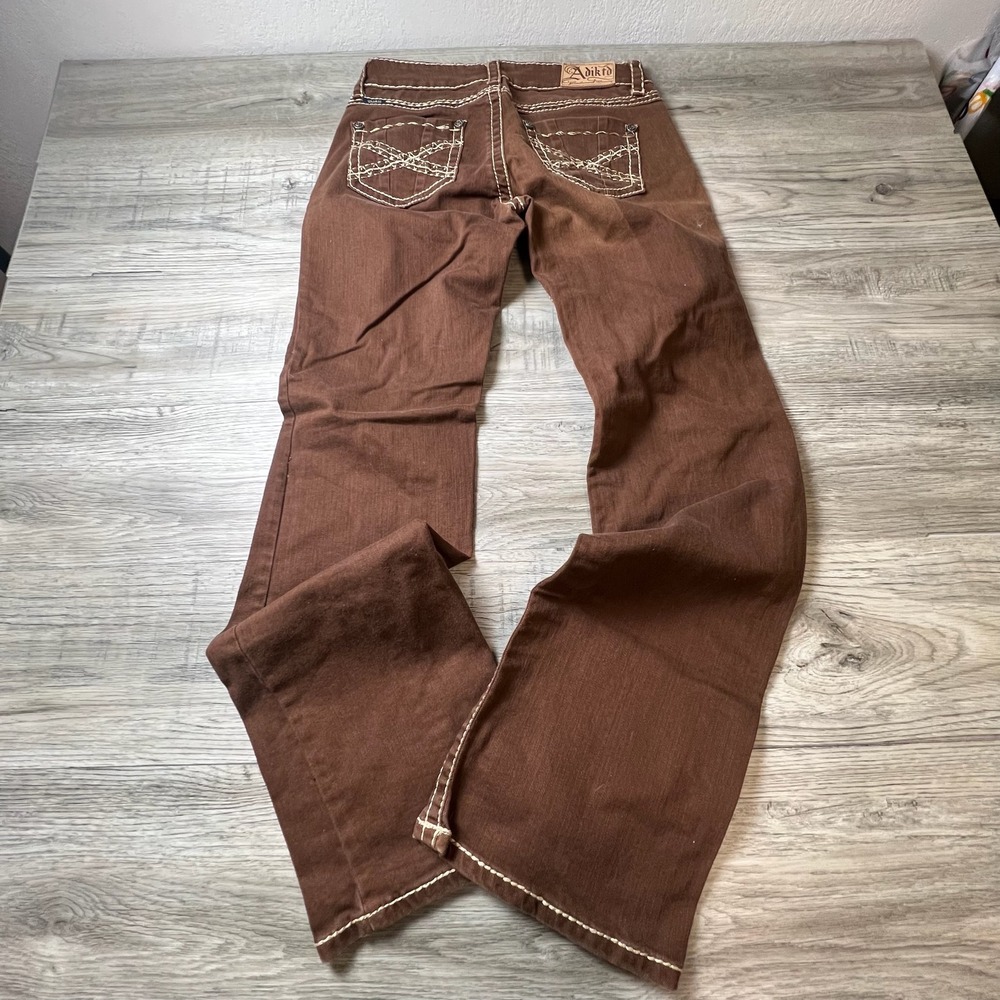 Adiktd Jeans Women 10/W31 Brown Bootcut Contrast Stitch Low Rise ADJ1307531-R